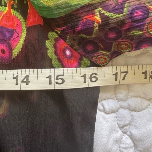 Desigual Black Vibrant Multicolor Sheer Long Sleeve Mandala Tunic Top Size Small - Picture 8 of 11